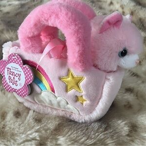 Fancy Pals Pastel Rainbow Kitty Plush Carrier Set